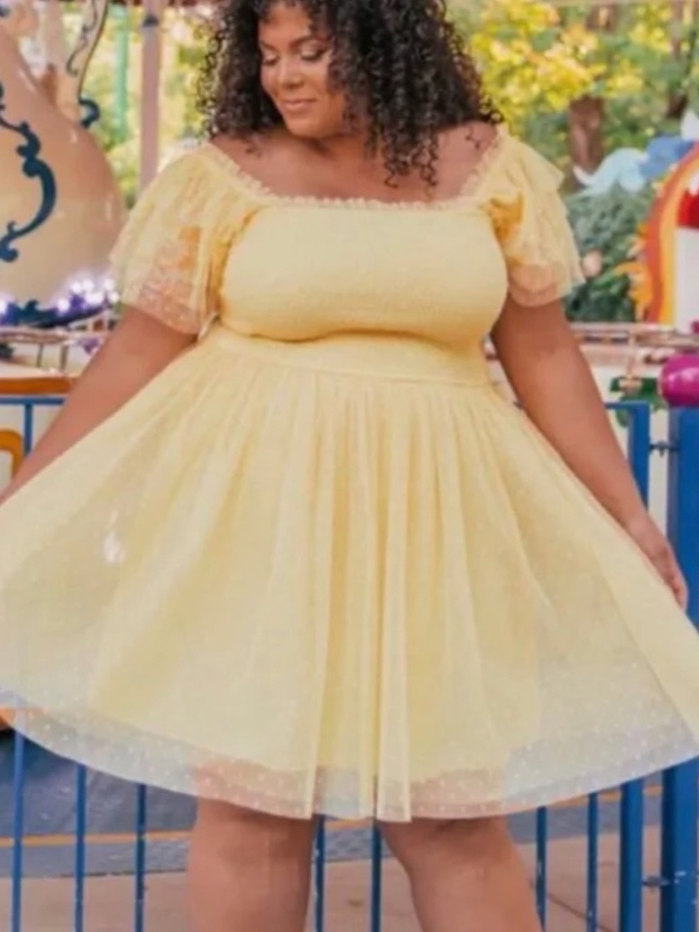 Jessakae teacup ruffled yellow  Dress